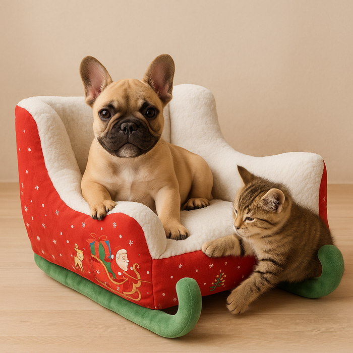 Luxury Christmas Pet Sofa | Plush Holiday Dog & Cat Bed | Festive Comfort