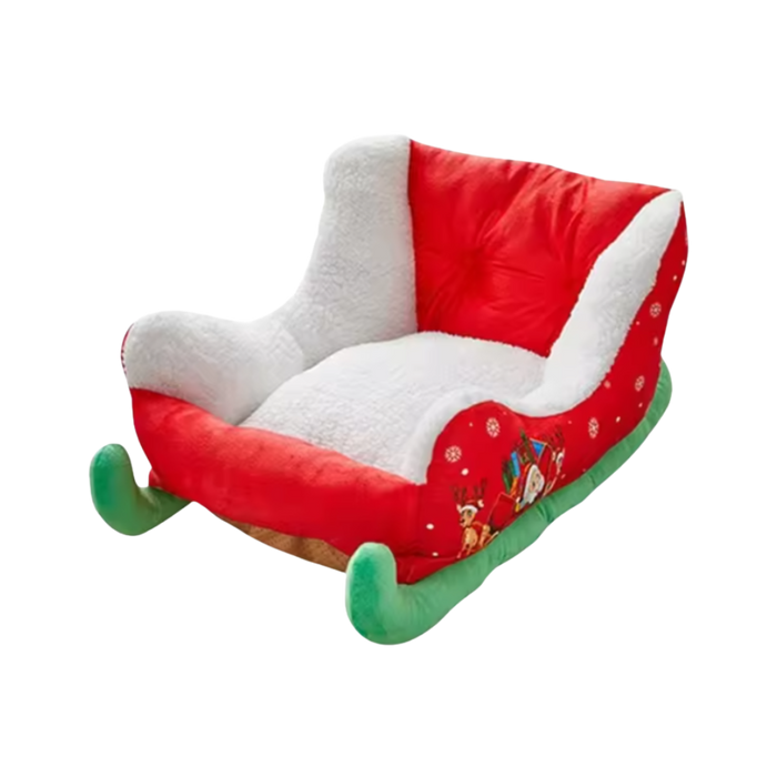Luxury Christmas Pet Sofa | Plush Holiday Dog & Cat Bed | Festive Comfort