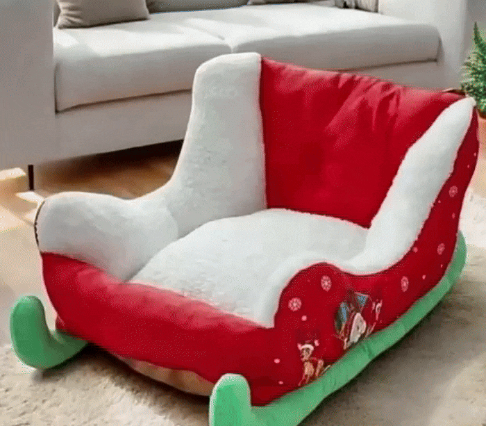 Luxury Christmas Pet Sofa | Plush Holiday Dog & Cat Bed | Festive Comfort
