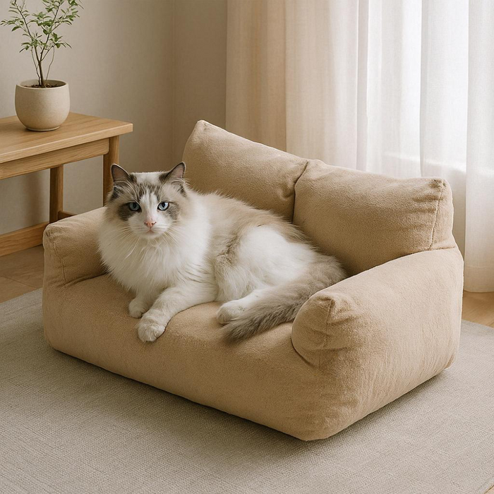 Luxury Plush Pet Sofa | Soft Washable Bed for Cats & Small Dogs