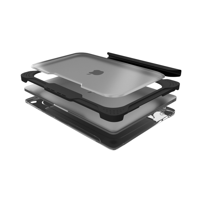 MaxCases Extreme Shell-L for MacBook Pro 14" w/Touch ID (2021 - 2026 M1/M2/M3/M4/M5/M5 Pro/M5 Max Chip ) (Black/Clear) OTS