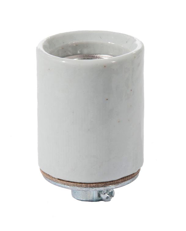 Medium Base E26, Porcelain Lamp Socket, 1/8F metal cap & Easy Wire terminals (48305)