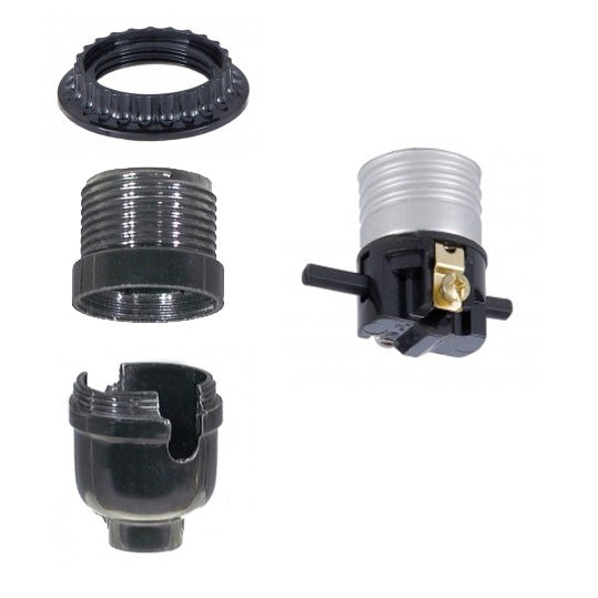 Medium Base, On-Off Push-Thru, Phenolic Socket, with Threaded Shell and Ring