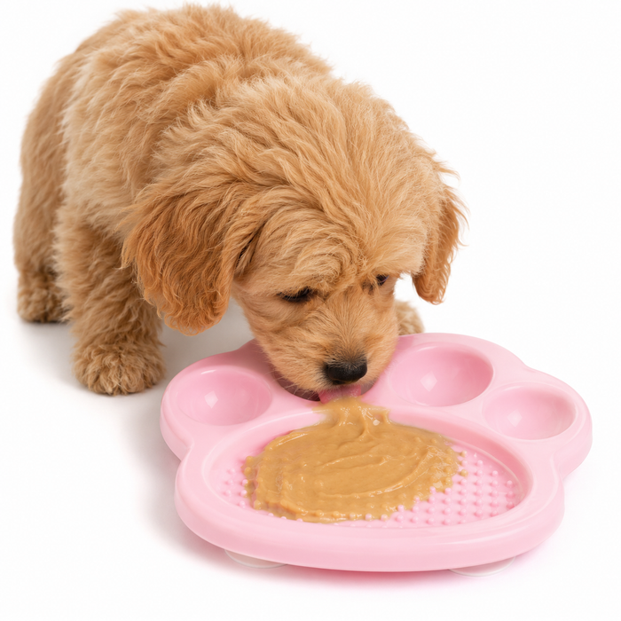 Mini Slow Feeder Bowl & Lick Pad for Puppies & Small Dogs | Pink