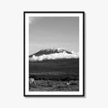 Mount Kilimanjaro Black and White Fine Art Photo Print, Tanzania Elephants Poster, Amboseli Wildlife