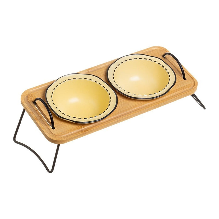 Multi-Functional Wooden Pet Bowl Rack Anti-Tumble Design