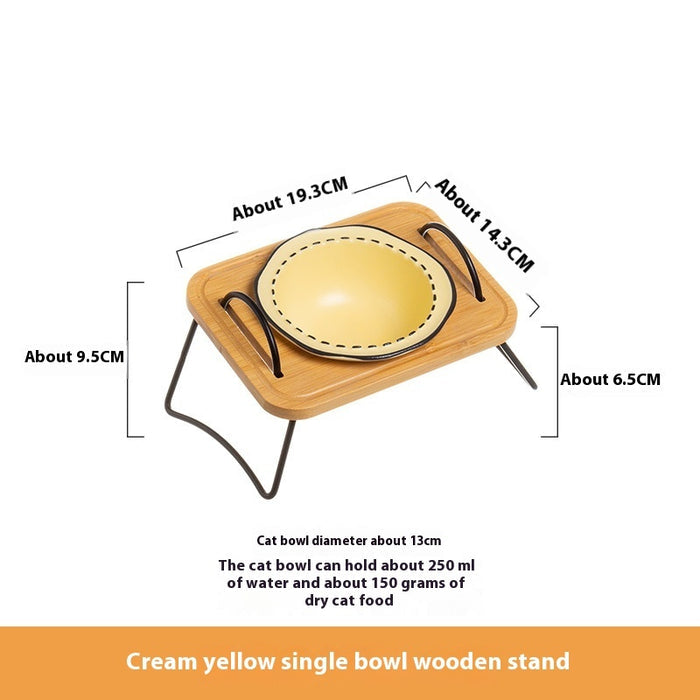 Multi-Functional Wooden Pet Bowl Rack Anti-Tumble Design