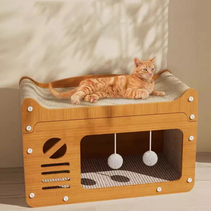Multi-Level Cat Scratcher House – Play Tower & Cozy Hideout