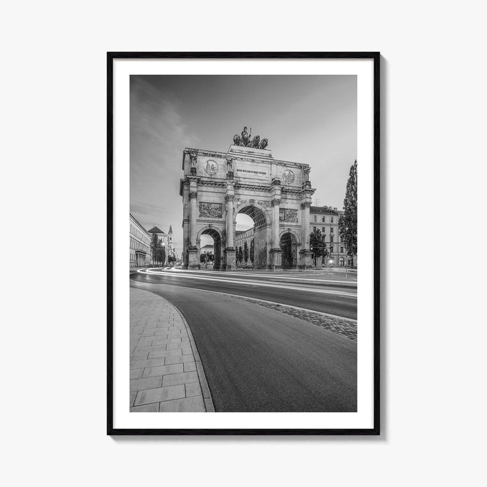 Munich Black and White Fine Art Photo Print, Siegestor, Bavaria, Germany Wall Poster