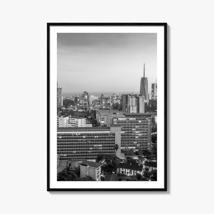 Nairobi Skyline Black and White Fine Art Photo Print, Kenya Poster, East Africa Poster