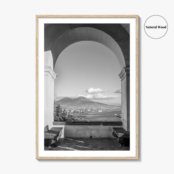 Naples Black and White Fine Art Photo Print, Mount Vesuvius, Italy Photo Poster