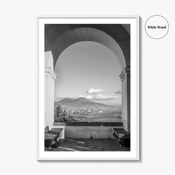 Naples Black and White Fine Art Photo Print, Mount Vesuvius, Italy Photo Poster