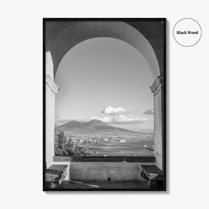 Naples Black and White Fine Art Photo Print, Mount Vesuvius, Italy Photo Poster