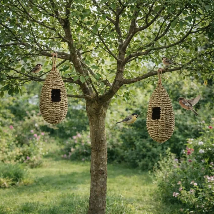 Natural Grass Birdhouse for Outdoor Use – Hanging Bird Nesting Shelter