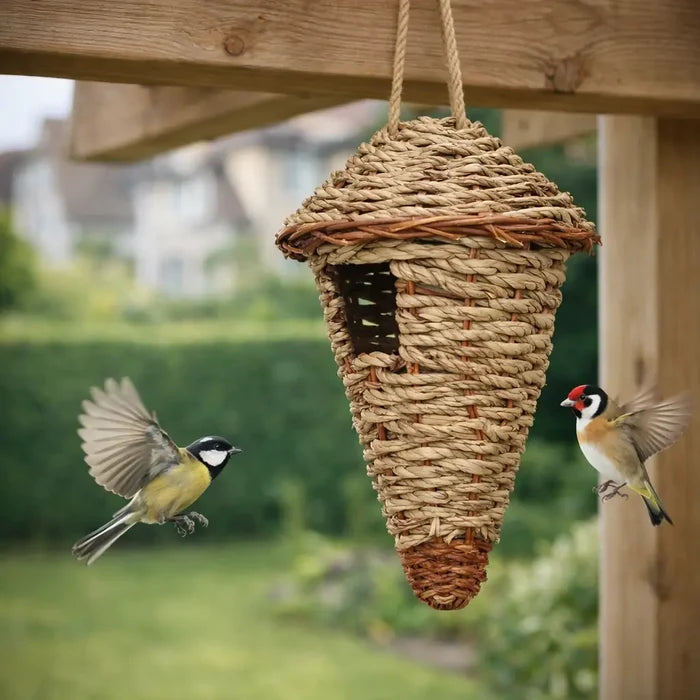 Natural Grass Birdhouse – Hanging Bird Nesting Basket for Outdoor Garden