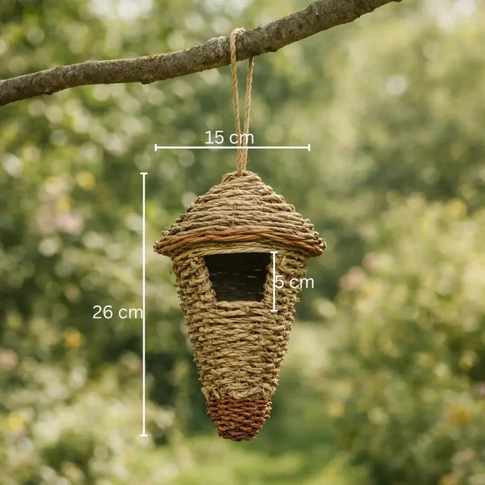 Natural Grass Birdhouse – Hanging Bird Nesting Basket for Outdoor Garden