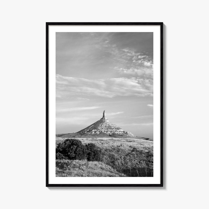 Chimney Rock Black and White Fine Art Photo Print, Nebraska Historic Site USA Poster
