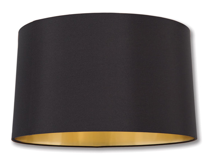 New Drum Style Lamp Shades - Black Color, Microfiber Chiffon Material w/Gold Foil Lining