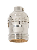 Nickel Plated Finish Keyless Early Electric Style Lamp Socket, UNO Thread Shell