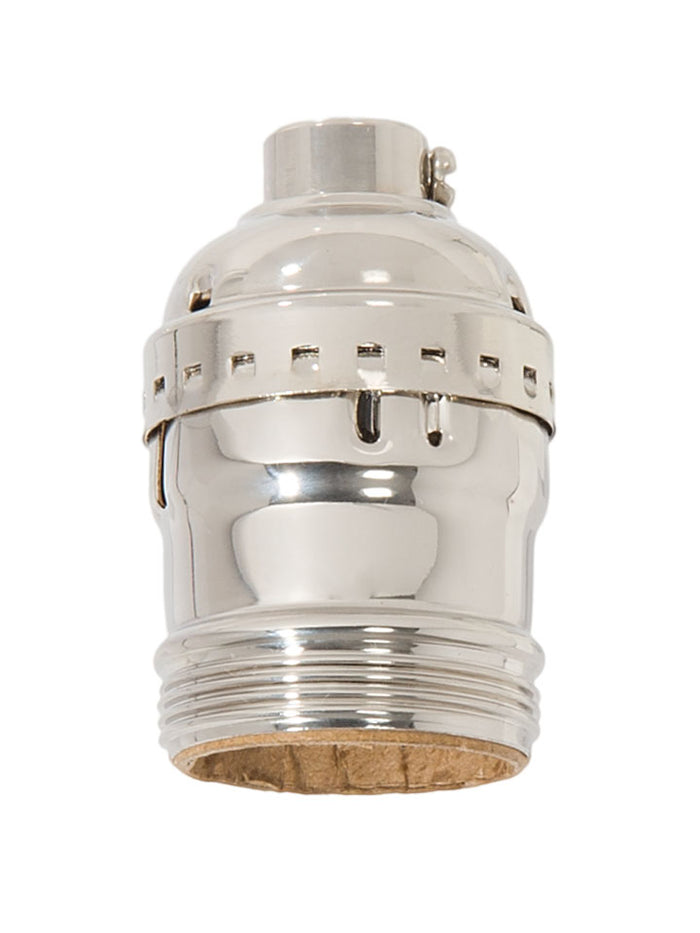 Nickel Plated Finish Keyless Early Electric Style Lamp Socket, UNO Thread Shell