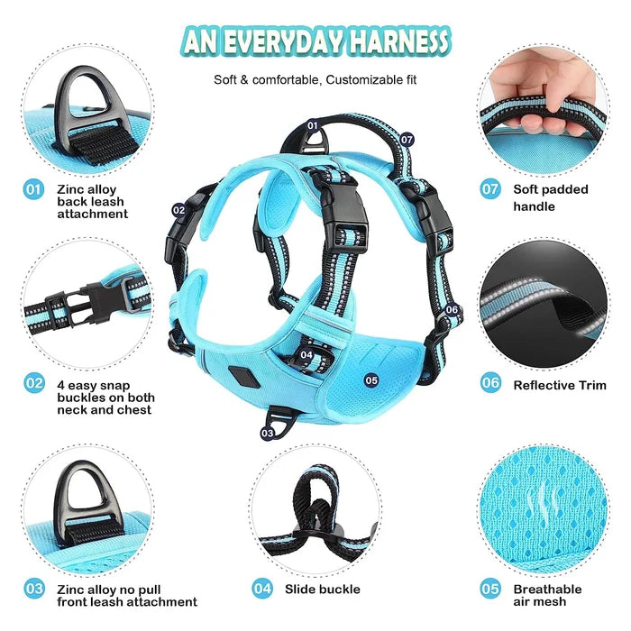 No Pull Dog Harness with Handle – Adjustable Soft Padded Pet Vest for Dogs