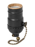 On/Off Pull Chain Solid Brass Socket, No UNO Thread, Satin Black