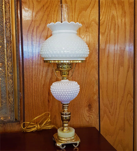 Opal Glass Hobnail Shade - Crimp Top, 7 inch fitter