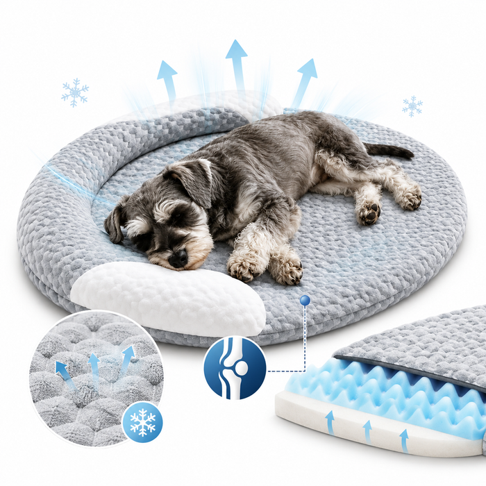 Orthopedic Cooling Dog Bed with Raised Edge & Washable Non-Slip Design