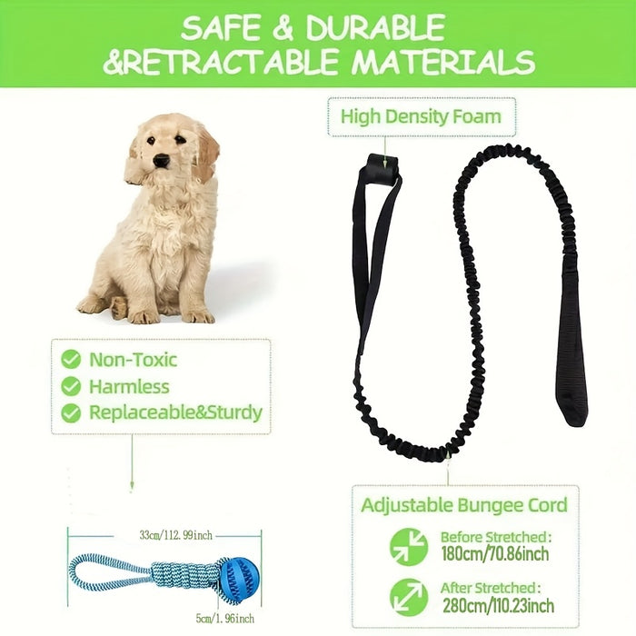 Outdoor Bungee Tug Dog Toy with Chew Rope for Interactive Play