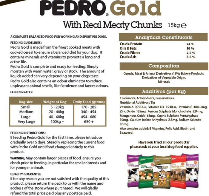 Pedro Gold with Meaty Chunks VAT Free Dry Working Dog Food