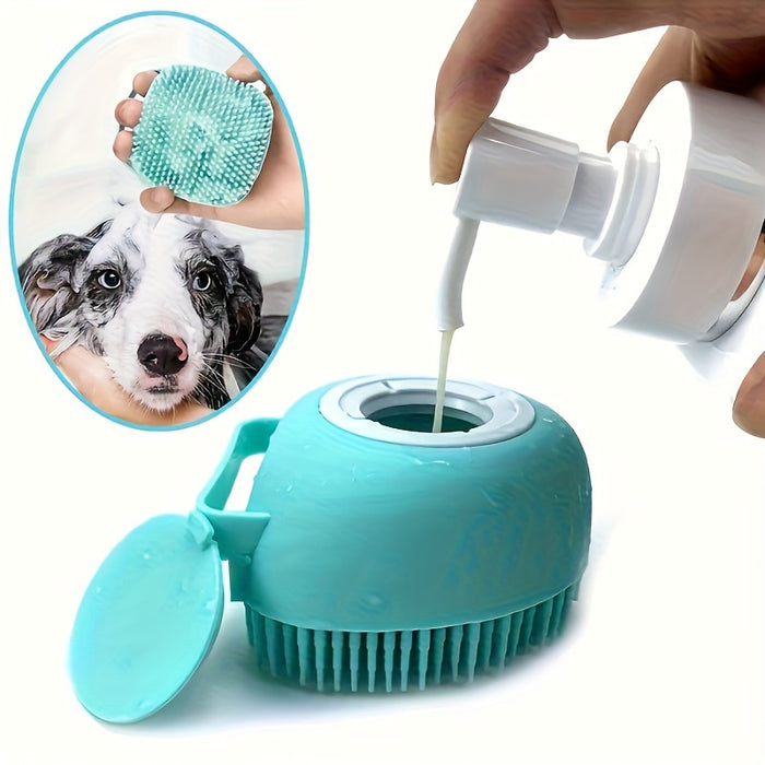 Pet Bath Grooming Brush with Soap Dispenser | Dog & Cat Massage Brush