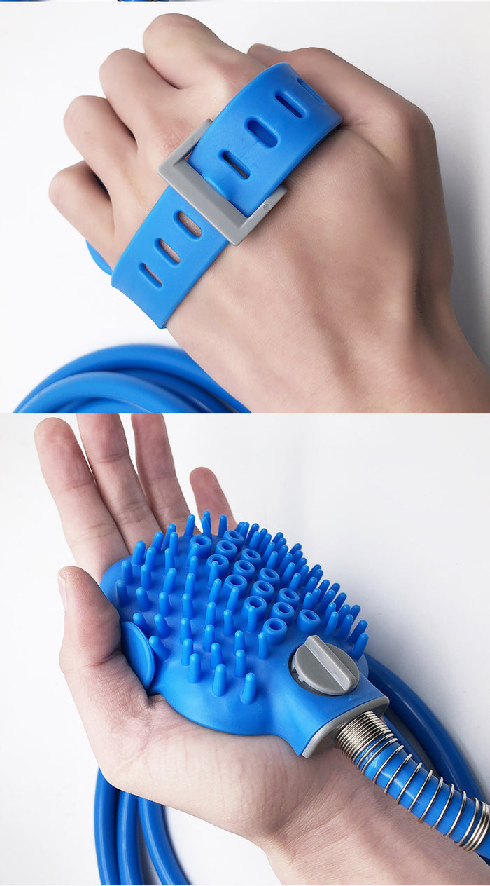 Pet Bathing Gloves with Silicone Nozzle and Hand-held Massage Brush