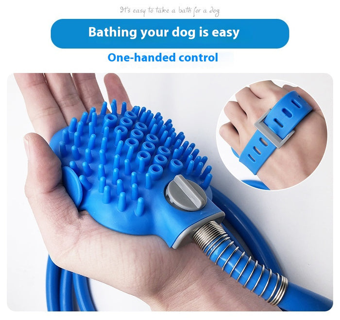 Pet Bathing Gloves with Silicone Nozzle and Hand-held Massage Brush