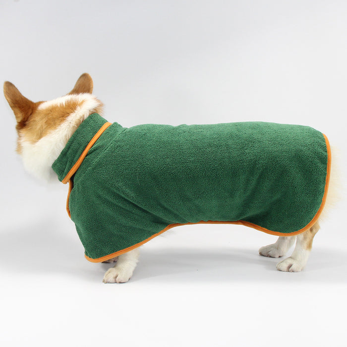 Pet Bathing Robe with Neck and Tucked Waist Clothes