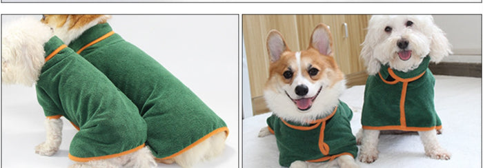 Pet Bathing Robe with Neck and Tucked Waist Clothes