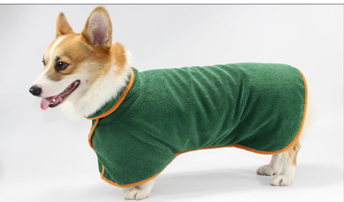 Pet Bathing Robe with Neck and Tucked Waist Clothes