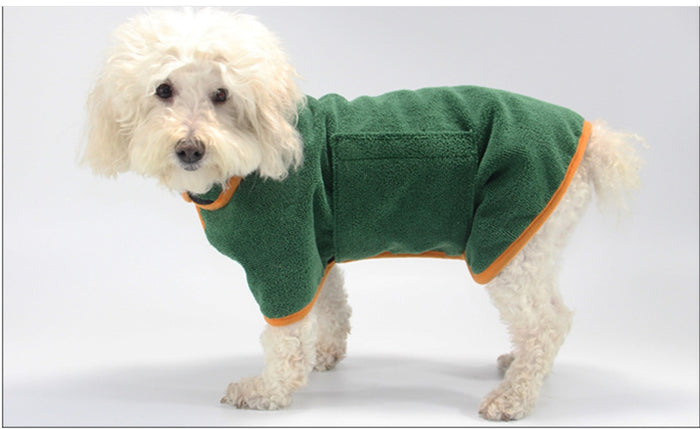 Pet Bathing Robe with Neck and Tucked Waist Clothes