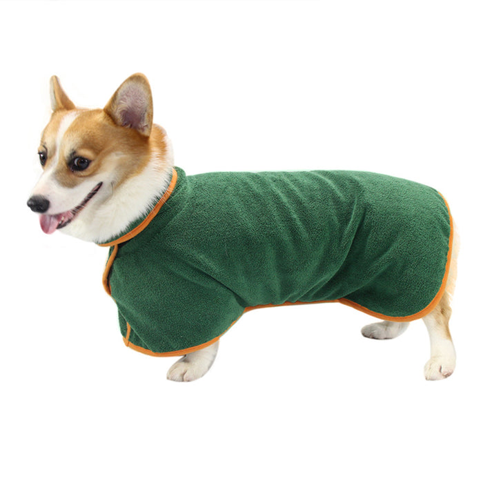 Pet Bathing Robe with Neck and Tucked Waist Clothes