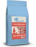Pet Connection grain-free chicken dog food package on a white background
