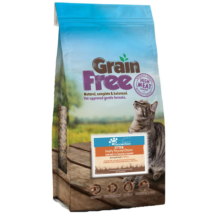 Pet Connection Grain Free | Complete Dry Cat Food | 75% Chicken & Salmon Blend for Kittens