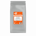 Dog food package with orange label on a white background