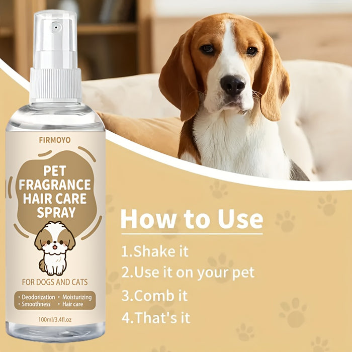Pet Deodorizing & Moisturizing Spray for Dogs & Cats – 100ml Coat Care