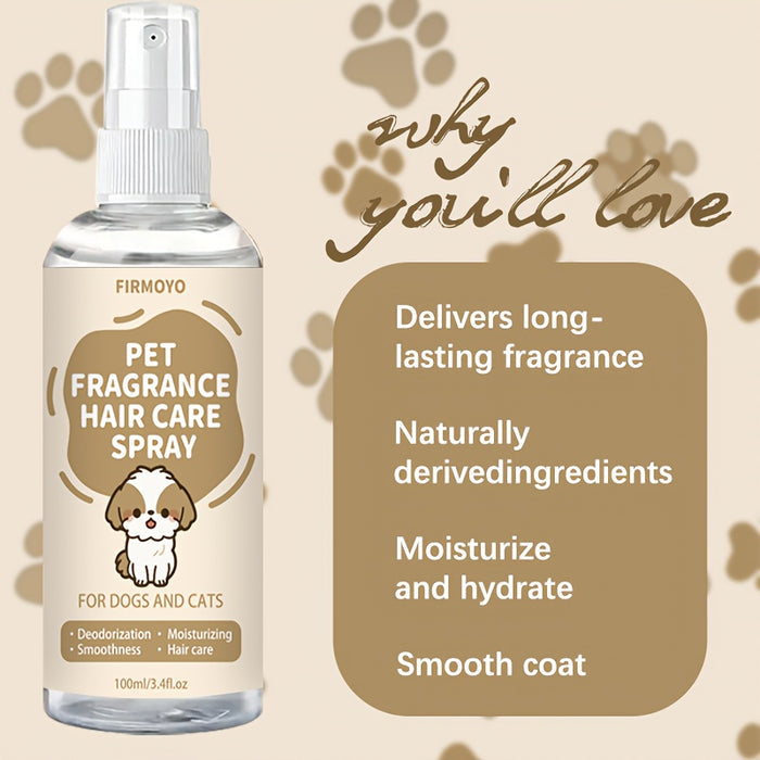 Pet Deodorizing & Moisturizing Spray for Dogs & Cats – 100ml Coat Care