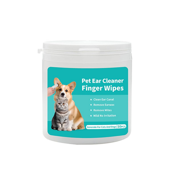 Pet Ear Cleaning Finger Wipes for Dogs & Cats | Removes Earwax | Gentle Green Tea Formula