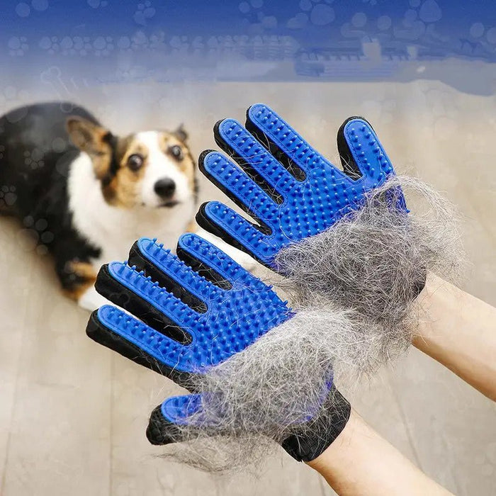 Pet Grooming Gloves | Gentle Hair Remover & Massage Brush for Dogs and Cats