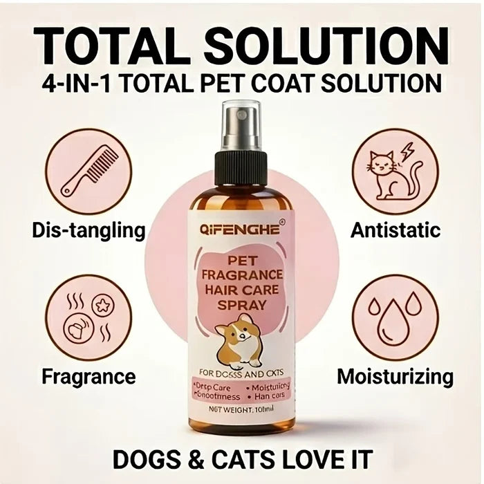 Pet Hair Care Spray for Dogs & Cats | Detangling Fur Conditioner