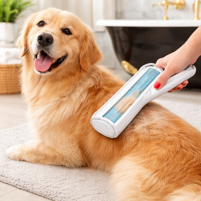 Pet Hair Remover Roller Reusable – Dog & Cat Fur Remover, Self Cleaning Lint Roller for Furniture & Clothes