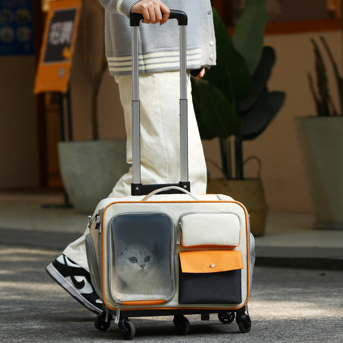 Pet Trolley Backpack for Travel with Anti-Stress Design