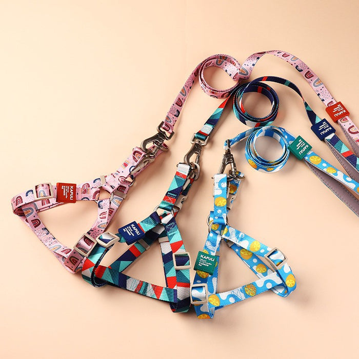 Pet Vest with Printed Design and Haulage Rope Set