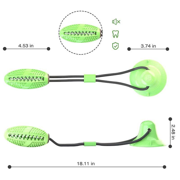 Playbrush Suction Cup Dog Chew Toy - Teeth Cleaning Interactive Tugger